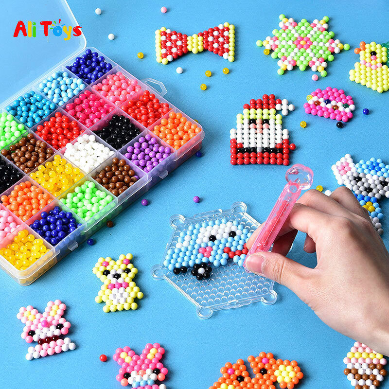 DIY Puzzle Beads Toys for Kids Water Sticky Beads Crafts Set Educational Toy Colorful Creativity Magic Bracelet Making Children Gifts