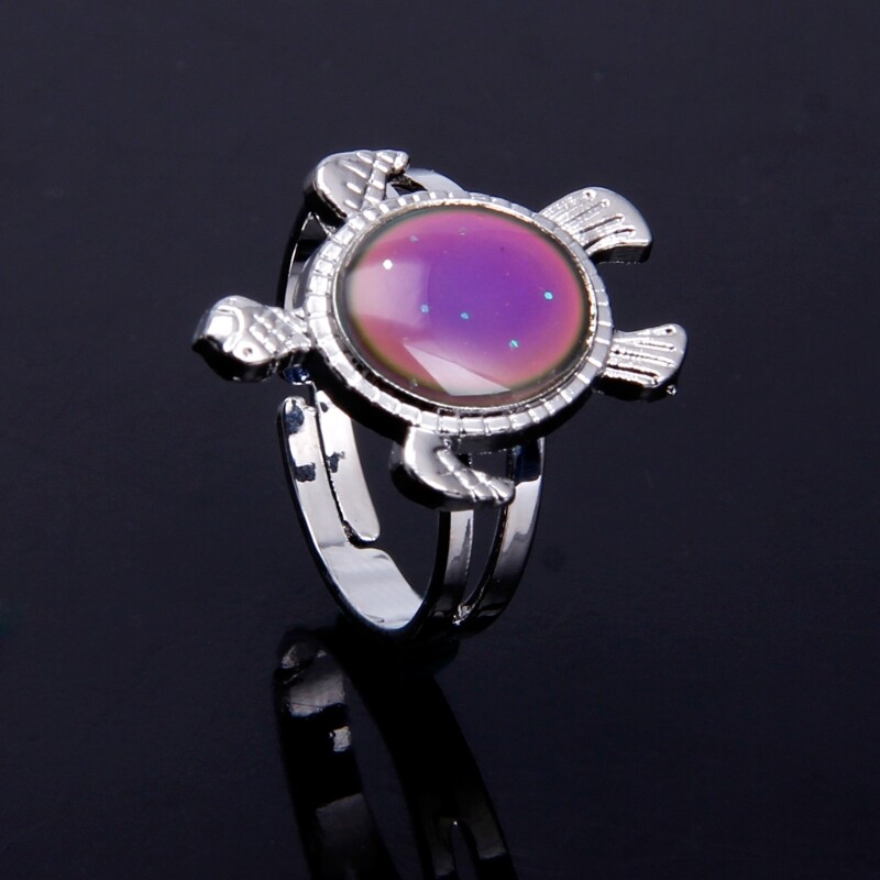 Trendy Emotion Feeling Temperature Rings Magic for Turtle Color Change Mood Ring Adjustable Gift for Male Female