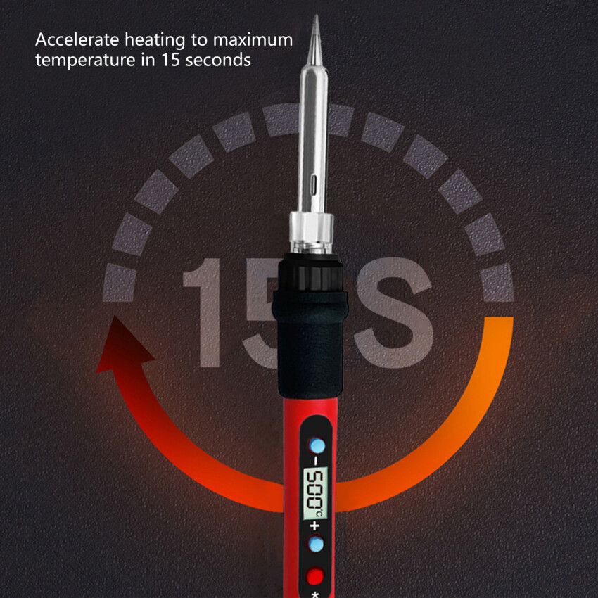 80W Soldering Iron Kit Adjustable Temperature LCD Solder Welding Tools Ceramic Heater Soldering Tips Tweezers Soldering Wire