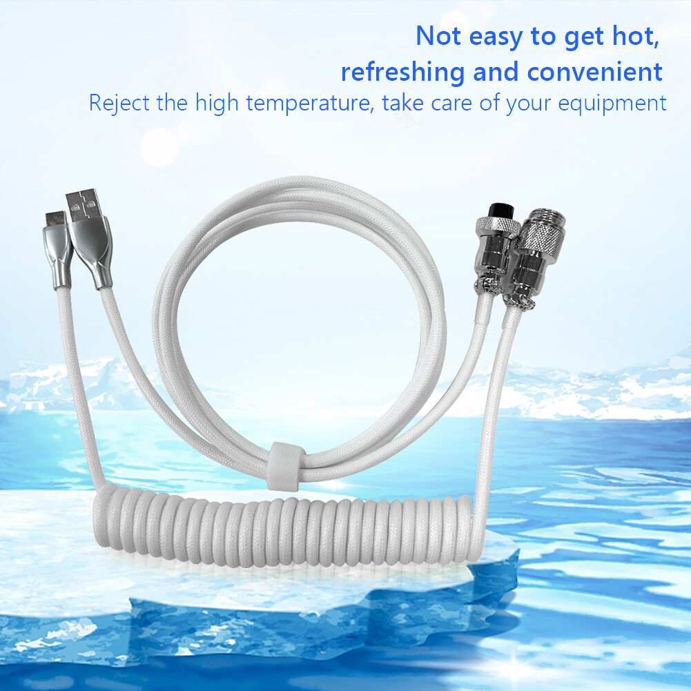 Professional Coiled Type-C USB Wire for Mechanical Keyboard Aviator Connector Spiral Paracord