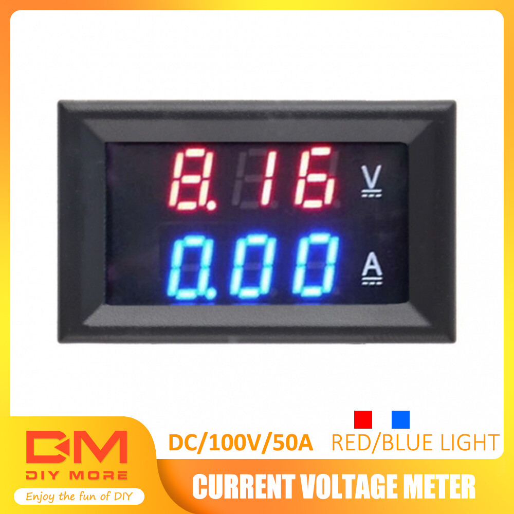 DC100V 50A Red Blue LED Amp Dual Digital Voltmeter Ammeter Volt Amp Meter Gauge
