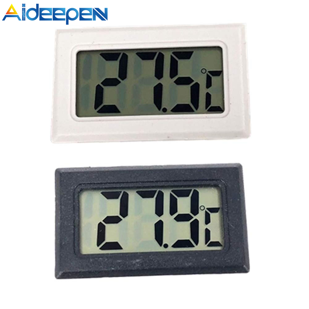 Aideepen Embedded Digital Thermometer with Built-in Probe and LR44 Battery Black Rectangular Thermometer Hygrometer Aquarium Temperature Humidity Meter
