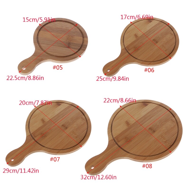 Mái Chèo Pizza Bằng Gỗ Tròn Bền Bỉ Khay Cắt Gọt Vỏ Làm Thớt 4 Kích Cỡ