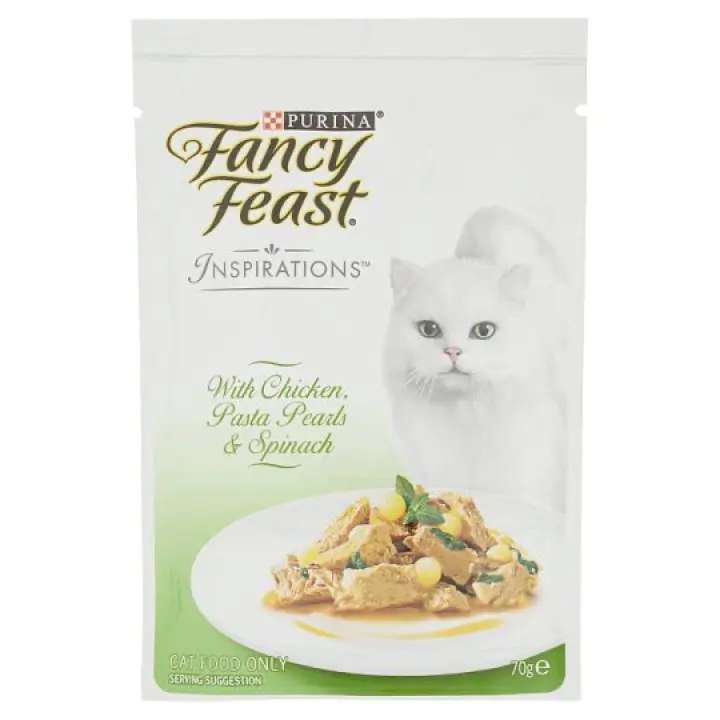 Halal Cat Food Fancy Feast Inspirations Chicken Pasta Pearls Spinach Wet Cat Food Pouch 12 X 70g Makanan Kucing Lazada