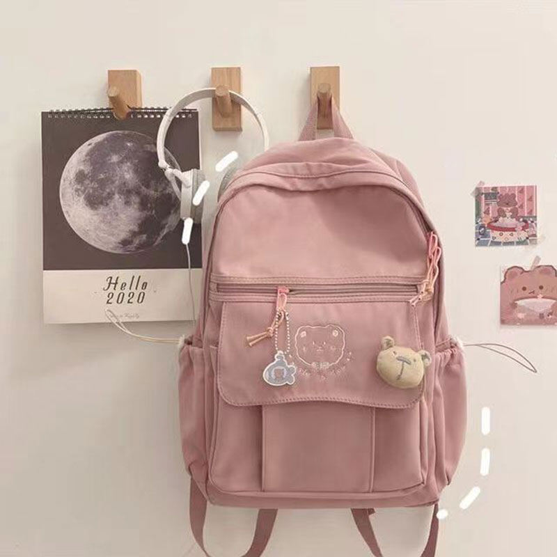 Tumama KIds Harajuku wind school bag female ins super hot college wind cute girl canvas bag Korean version ulzzang backpack