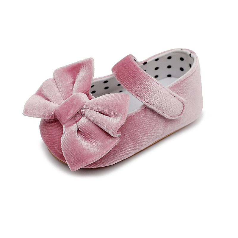 DENOSWIM Cute Bow Baby Flat Shoes Girls Infant Shoes Toddler Princess Shoes Newborn Indoor Shoes First Walker