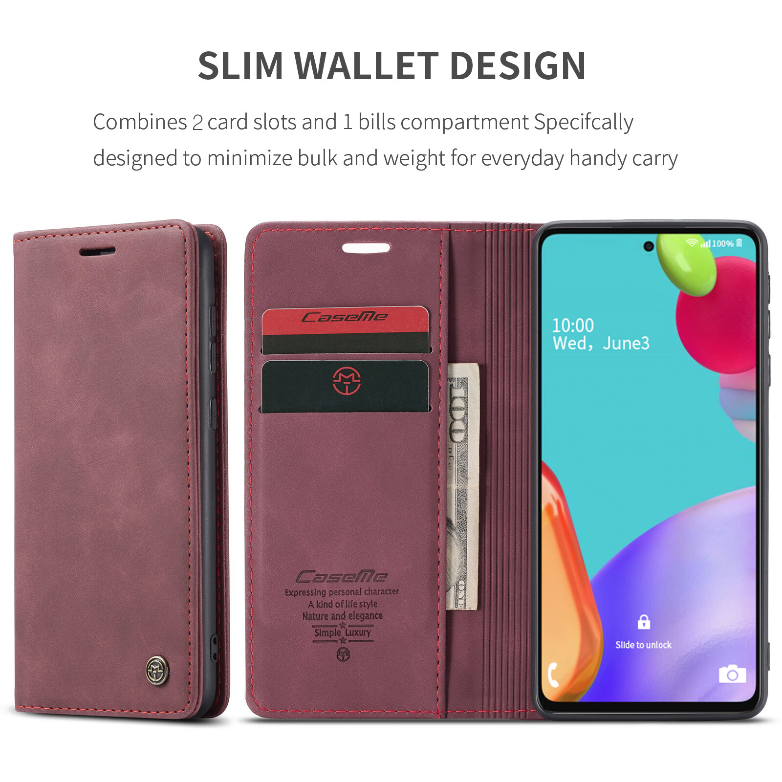 CASEME 013 Series, Bao Da Lật Tự Động Hấp Thụ Cho iPhone 6 7 8 Plus X XR XS Max iPhone 11 Pro Max Ốp Nam Châm Cho iPhone 12 / 12 Mini / iPhone 12 Pro Max