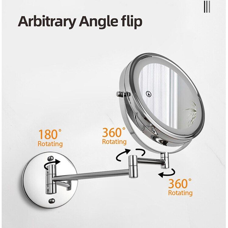 Led Folding Bathroom Mirrors Touch Ftion Led Magnifying Makeup Mirror Wall Mounted Dual Arm Extension LED Bathroom Mirror