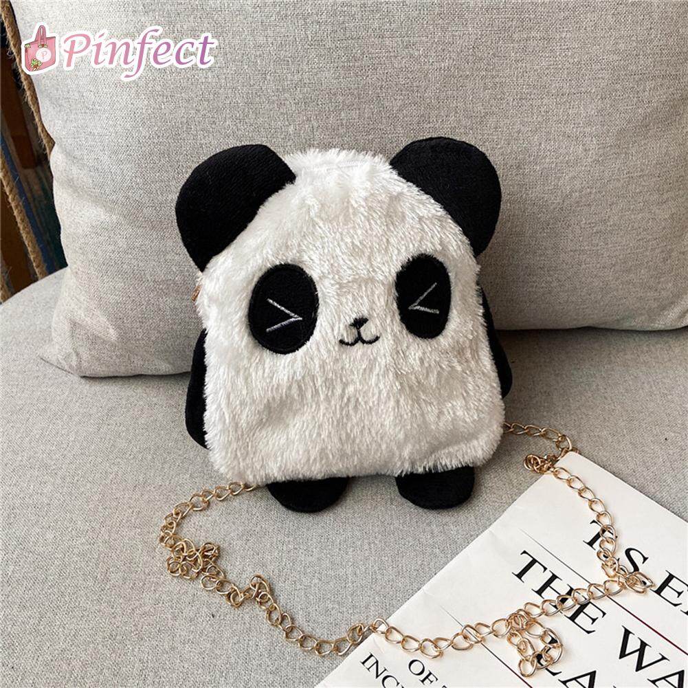 [Pinfect] Cartoon Lovely Plush Crossbody Handbag Women Girls Cute Panda Animal Phone Purse Chain Small Messenger Shoulder Bag