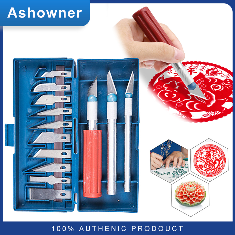 13Pcs Carving Knife Craft Sculpture Paper Cutting Blade Precision Engraving Cutter With Box Non-Slip Hand Tool DIY Art Hobby Repair Phone Set
