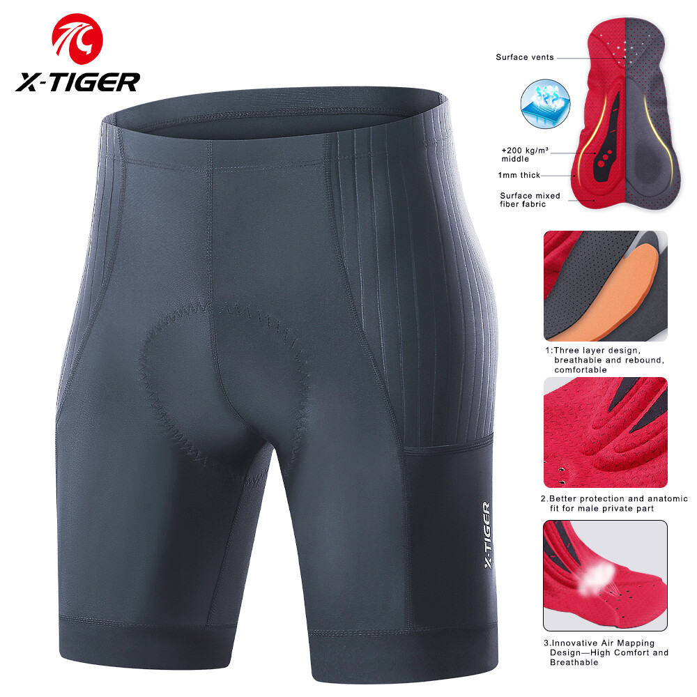 X-TIGER men's competitive cycling shorts blasting cotton cushion shorts sports quick-drying tight compression elastic breathable men's cycling leggings ราคา 455 บาท*ส่งฟรี