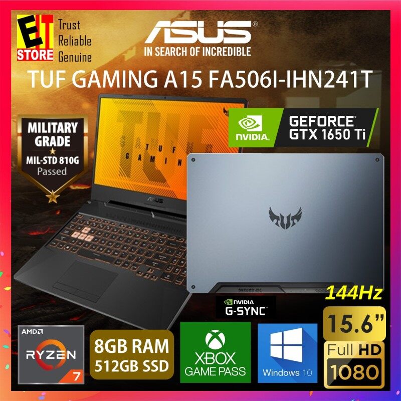 ASUS TUF GAMING A15 FA506I-IHN241T GAMING LAPTOP (RYZEN R7-4800H/8GB/512GB SSD/15.6 FHD 144HZ/4G GTX 1650 Ti/W10/2YRS) + BAG Malaysia