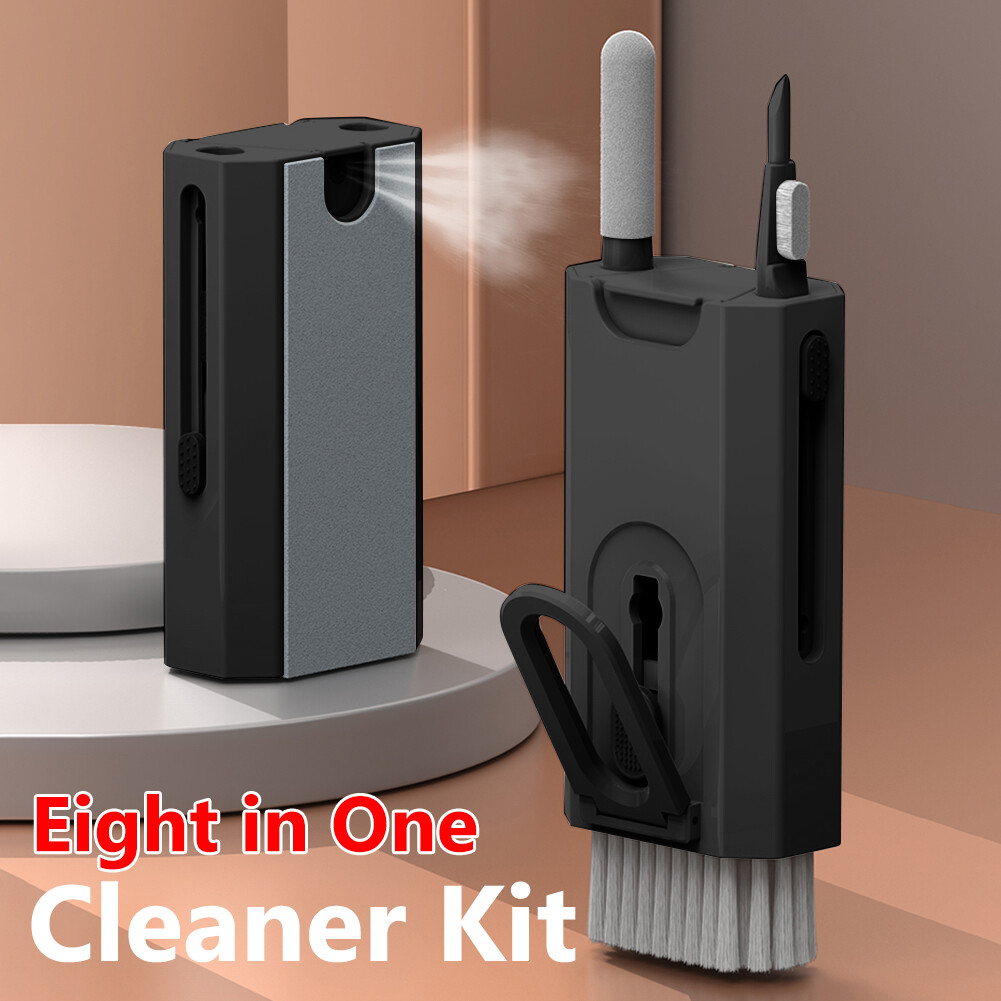 8 in 1 Dust Removal Brush With Mobile Phone Holder Computer Keyboard Cleaner Built-in Key Puller Keyboard Cleaner Brush Kit Portable for Airpods Pro 2