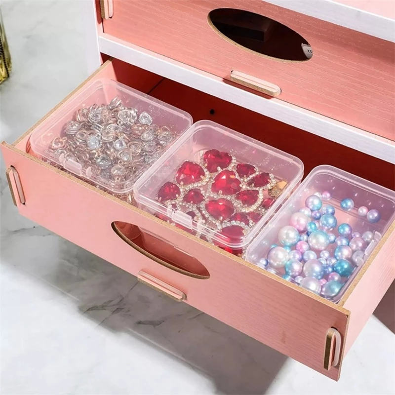 6 Hộp Đựng Đồ Mini Hộp Nhựa Hình Vuông Trong Suốt Hộp Đựng Đồ Trang Sức Bông Tai