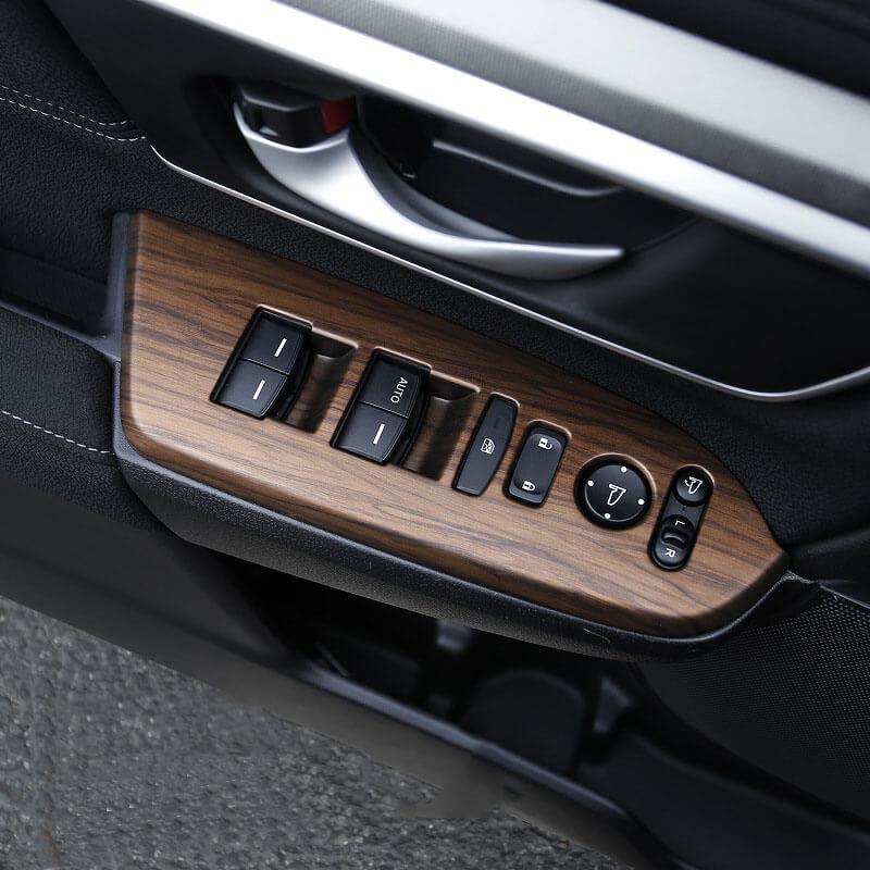 4Pcs Car Peach Wood Window Switch Control Panel Cover Trim Plastic For Honda CRV 2017 2018