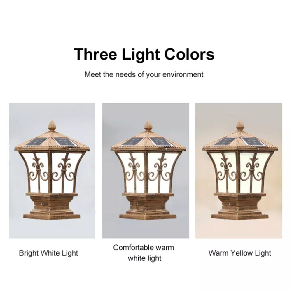 Hàng Rào Đèn Trụ LED Năng Lượng Mặt Trời, Đèn Điều Khiển Từ Xa Cột Vuông Sân Vườn Ngoài Trời