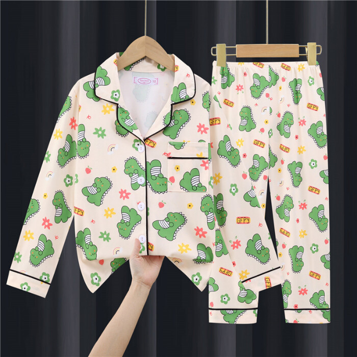 Pyjamas Cartoon Big Girls Long Sleeve Pyjamas Baju Tidur Pyjamas 睡衣套裝 ...