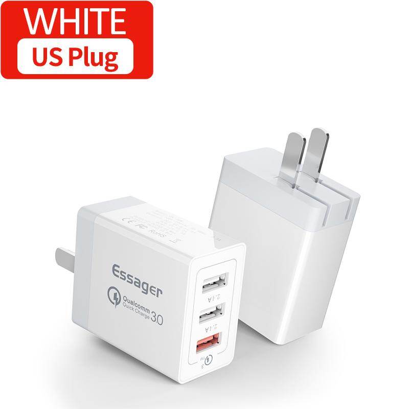 Essager 30W Sạc Nhanh 3 USB Cổng Sạc Tường Adapter QC3.0 QC 4.0 Nhanh Sạc Nhiều Phích Cắm Cho Oppo A
