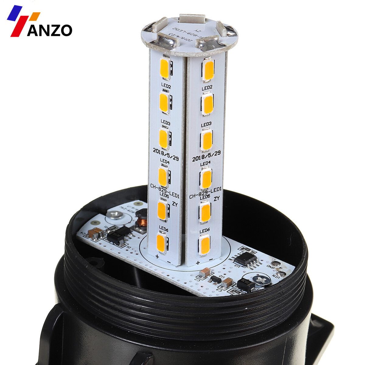 原文 Rotating Car LED Emergency Light IP65 Waterproof Hazard Warning Strobe Light Flexible Flashing Beacon Warning Light With Car Charger DC12-24V For RV Camper ATV Tractor lamp