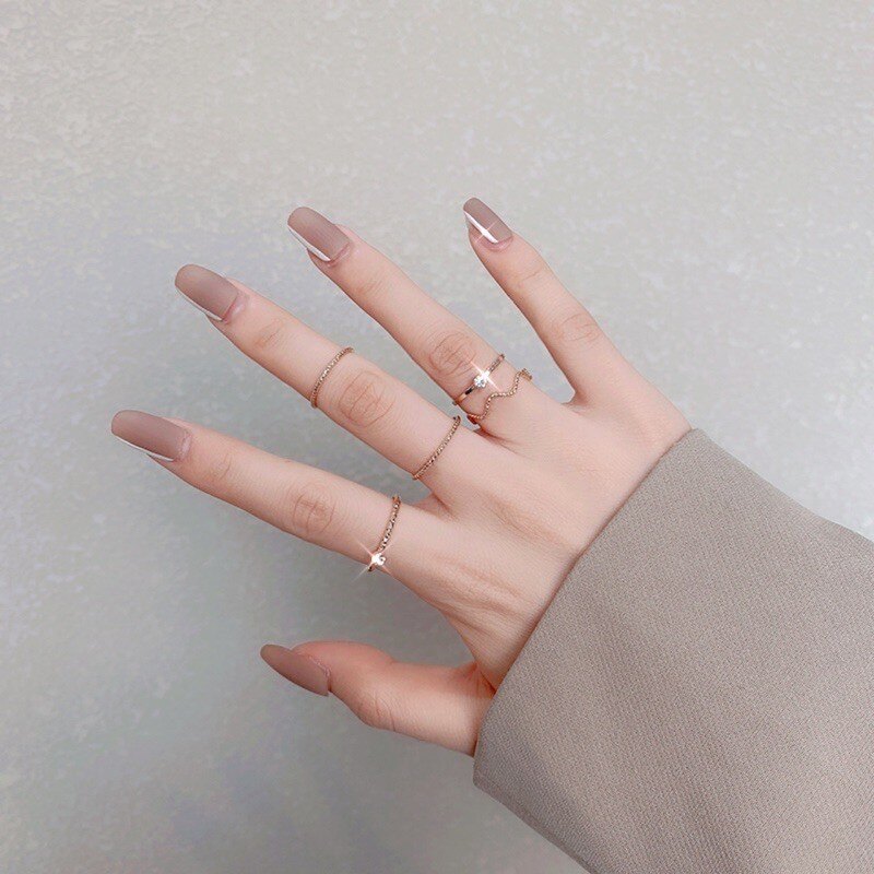 5pcs/set band ring wave stack midi ring lady jewelry charm cincin perumpuan