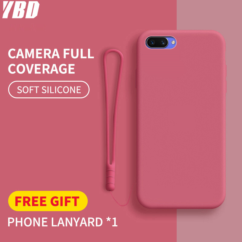 YBD case For Oppo A3S A5 A3 A57 A59 A77 A79 A73 A83 casing Anti-fall Thin Soft Liquid Silicone Cover Candy color cute girl style Cases with Portable Lanyard