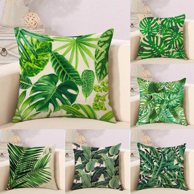 Set Of 6 Decorative Throw Pillow Case Tropical Green Plant Palm