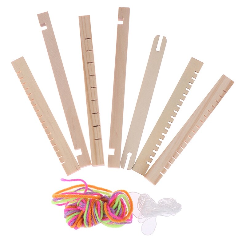 Wooden Weaving Craft Yarn Little Loom DIY Wool Knitting Machine Kids Educational Montessori Toys for Children Materials Kits Fun