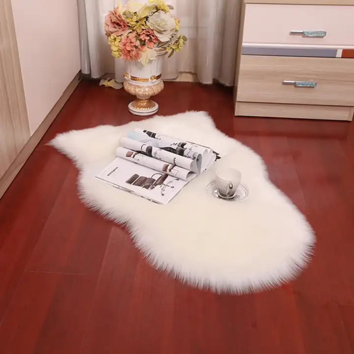 Puhao Soft Faux Sheepskin Fur Chair Couch Cover White Area Rug