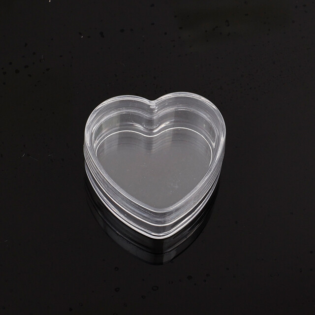 10Pcs Mini Transparent Plastic Storage Box Acrylic Clear Heart Boxes Pill Moisture-proof Small Case DIY Jewelry Portable Packaging