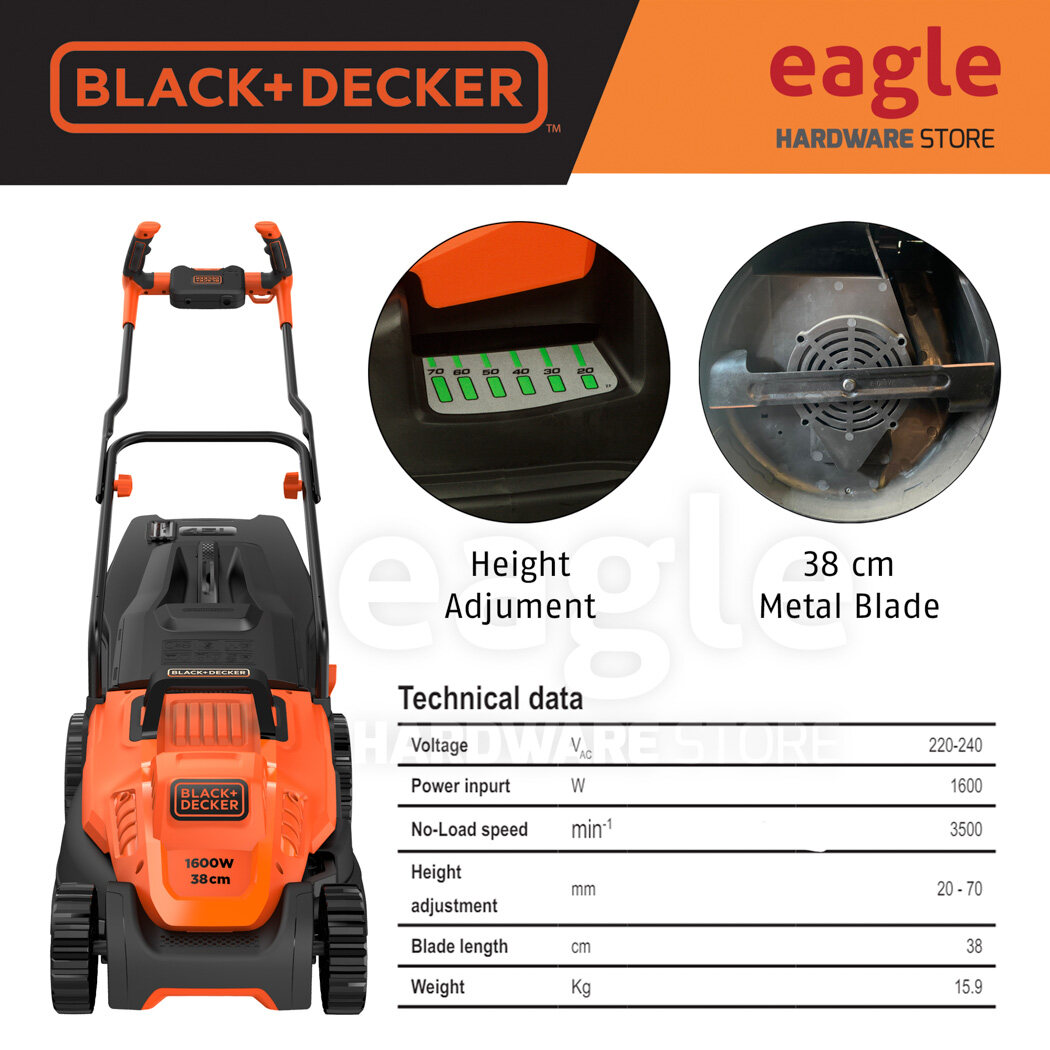 Black Decker BEMW471BH XD 1600W 38cm Lawn Mower BEMW471BH BEMW471 Lazada
