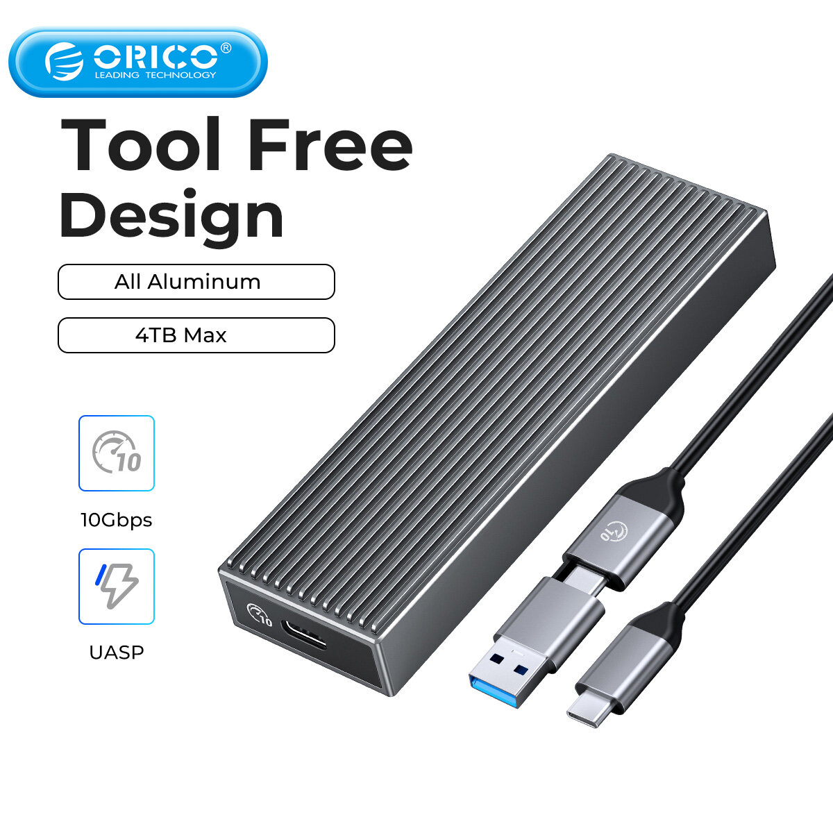 ORICO Vỏ Nhôm Công Cụ Miễn Phí M2 NVMe Vỏ Đựng Ổ SSD 10Gbps USB3.1 GEN2 Type C M.2 SSD Vỏ M Key Ổ Cứng Lưu Trữ Thể Rắn Hỗ Trợ UASP