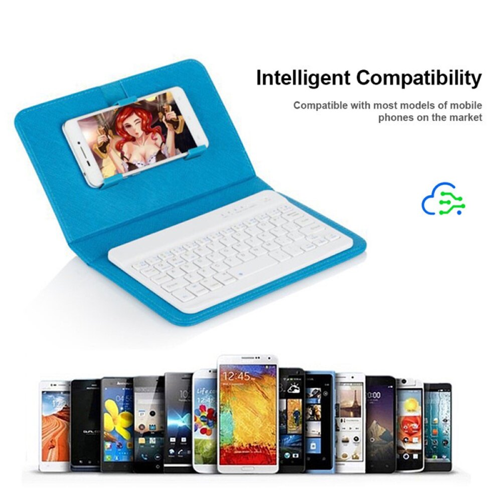 Bàn Phím Bluetooth Không Dây Di Động Wiki Với Bao Da Giả Cho Điện Thoại iPhone