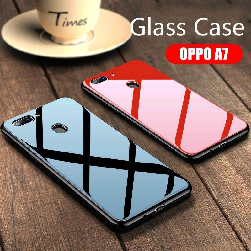 Untuk OPPO A7 Case Kaca Lembut Casing Anti Goncangan Hard Cover dari OPPO A7