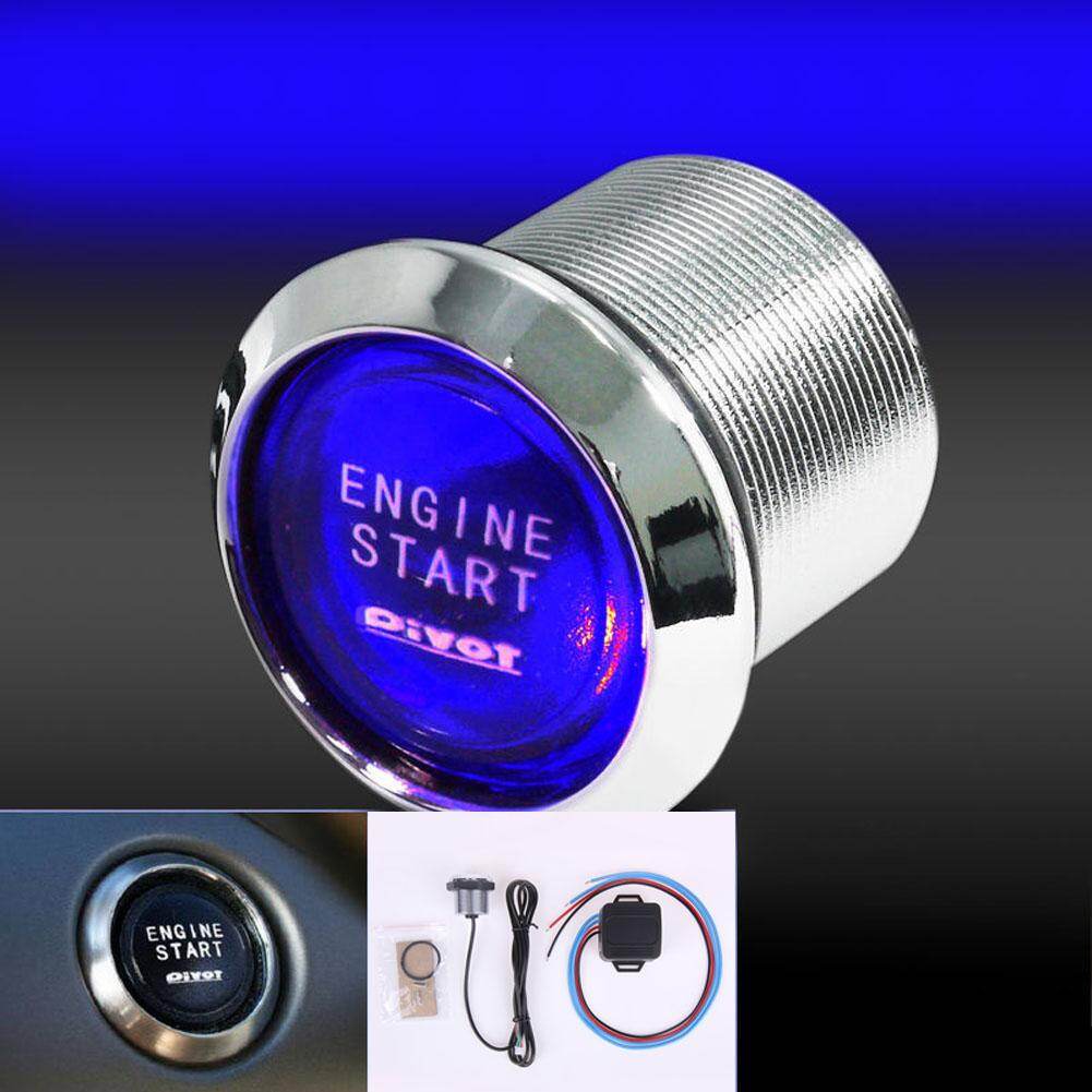 Vehicle Engine Start Press Button Push Switch Ignition Starter Blue Light