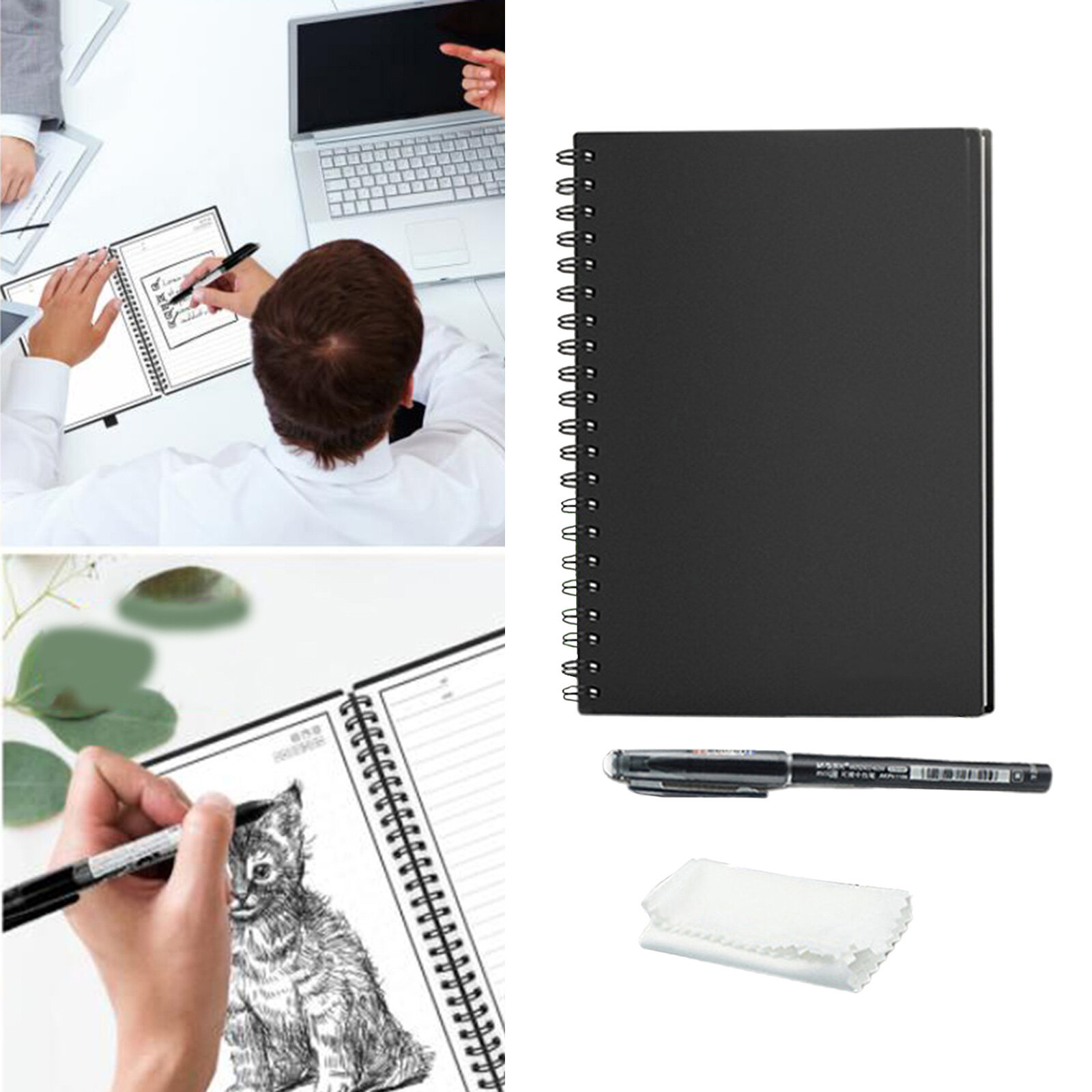Blesiya Smart Reusable Notebook Lined with Pen Erase Note Pad Journal School Drawing