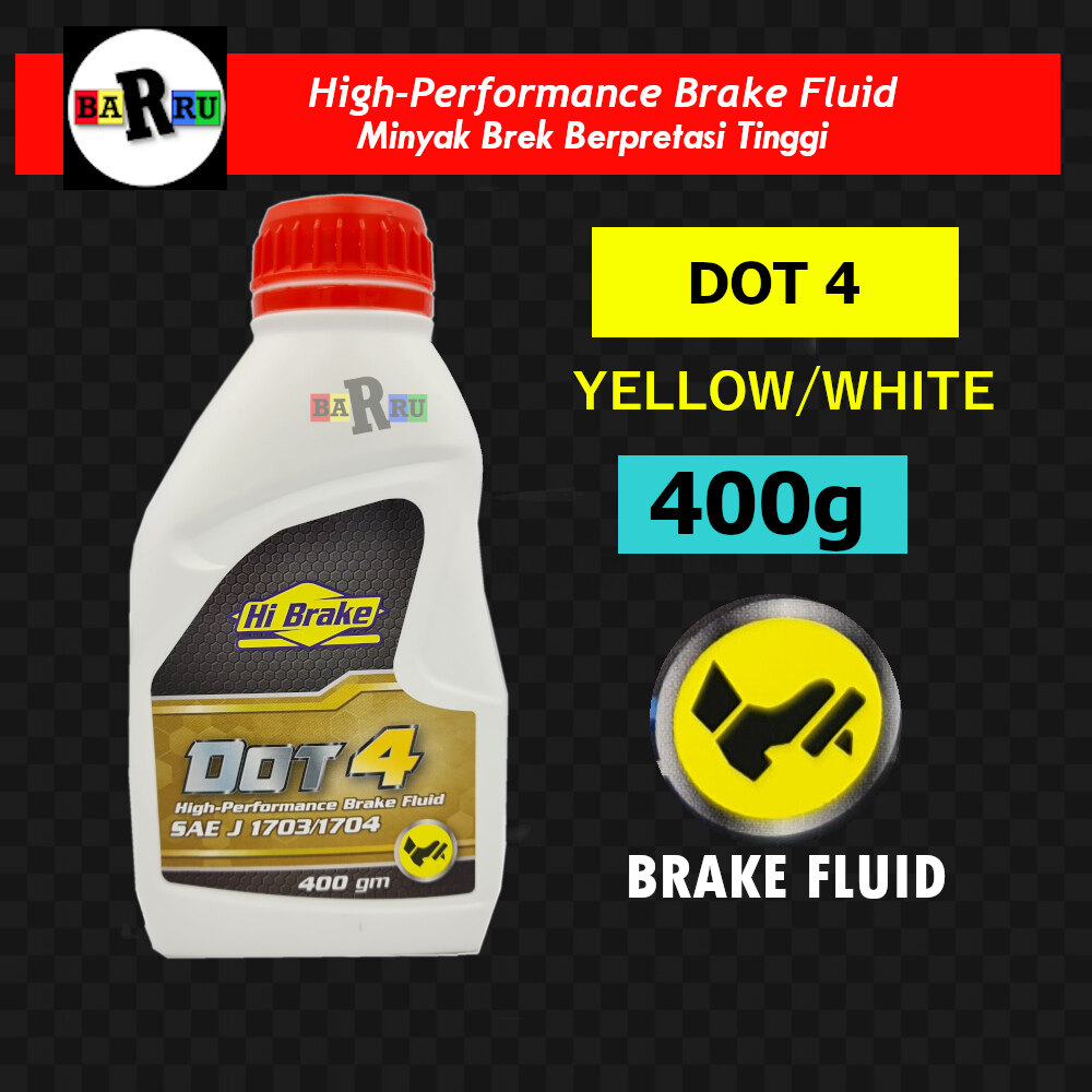 BARRU Hi-Brake DOT 4 Brake Fluid ( White Yellow ) 400G for all ...