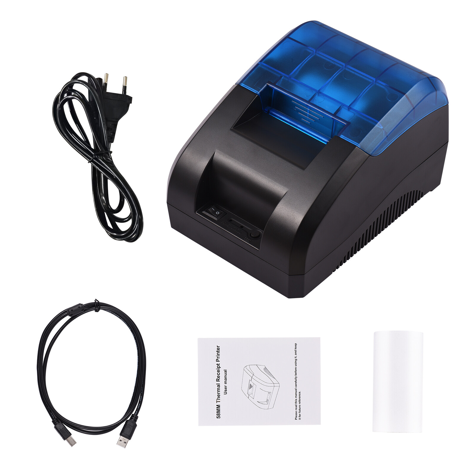 Máy In Hóa Đơn Nhiệt 58Mm Máy In Kết Nối Không Dây USB & BT Để Bàn In Logo Mã Vạch Với 1 Cuộn Giấy Bên Trong Tương Thích Với IOS Android Windows Cho Cửa Hàng Bán Lẻ Nhà Hàng