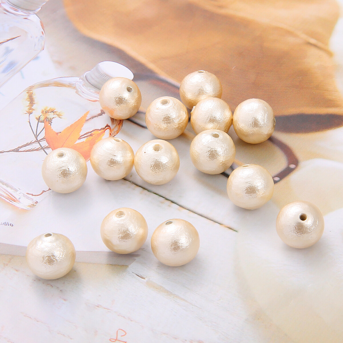 10 Pcs Cotton Pearl Beads White Ivory 8/10/12MM Cotton Ball Beads For Jewelry Making DIY Women Bracelet Earrings