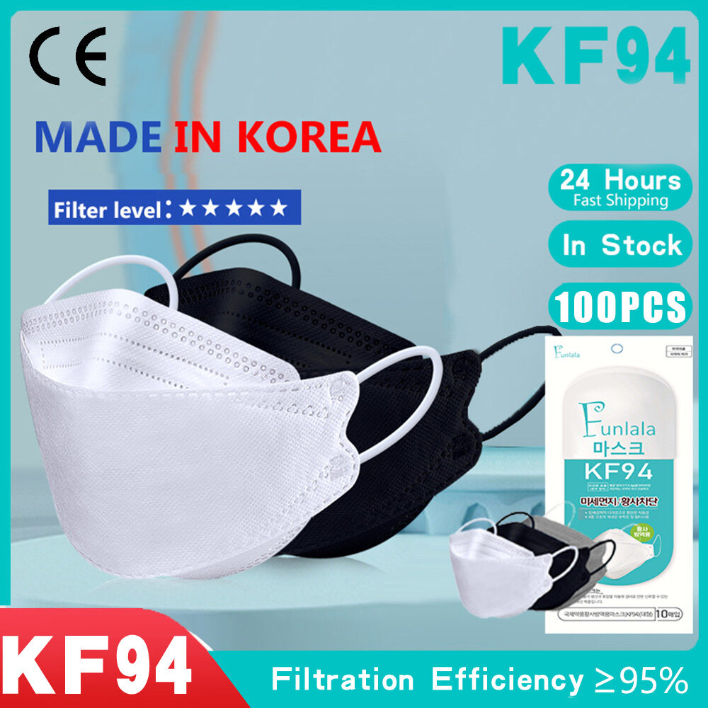 KF94 Mask 100pcs Made in Korean Version KF94 Face Masks 4ply Black