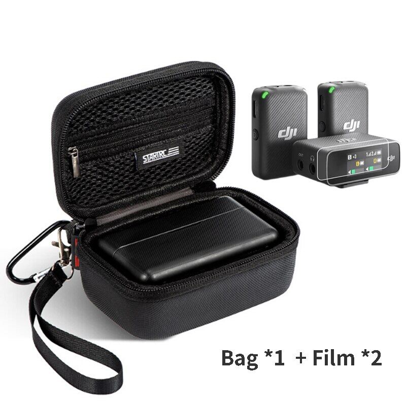 Carrying Case For DJI MIC Wireless Microphone Shockproof Storage Bag For DJI Mic Tempered Glass Screen Protector Film Accessory