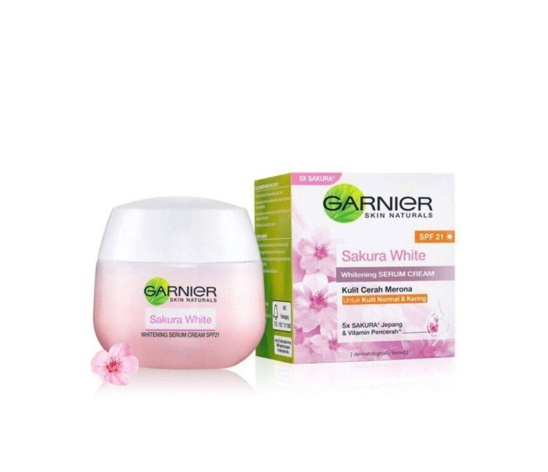 garnier sakura white whitening serum cream spf 21