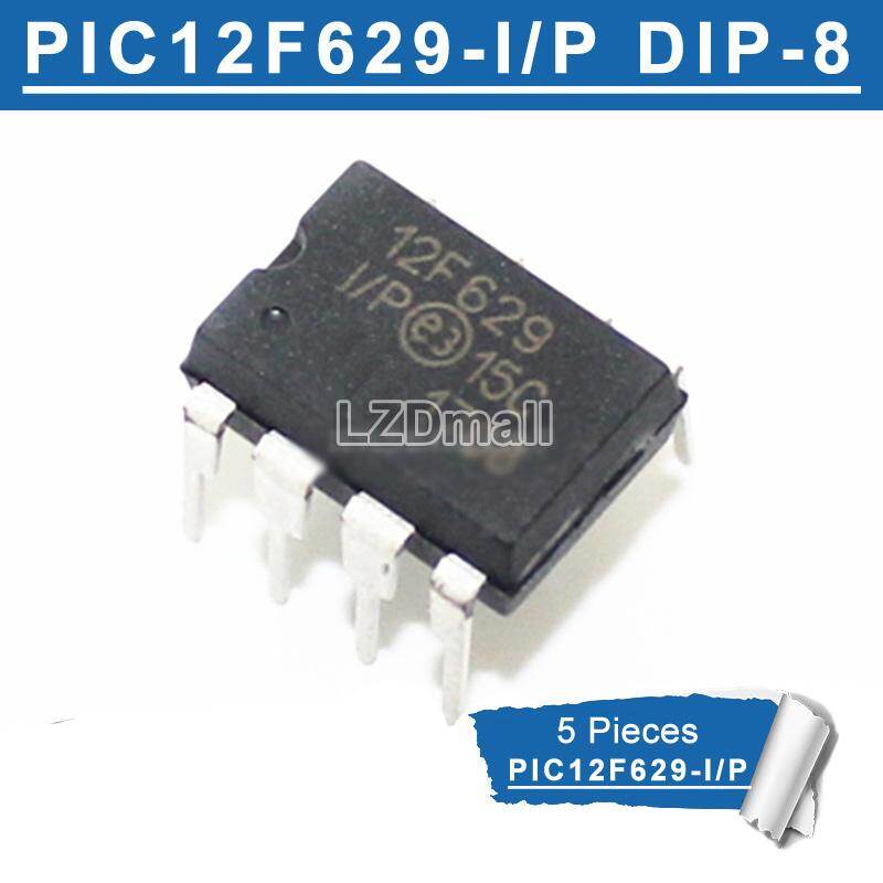 5pcs pic12f629-i/p dip-8 pic12f629 dip8 12f629 dip 8-bit flash microcontroller