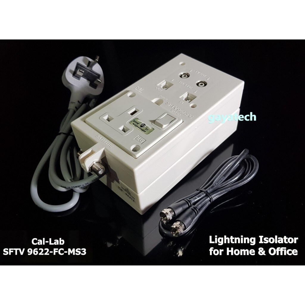 new Cal-Lab SFTV9622FC-MS3 Lightning Isolator Multi-Power/Socket Outlet ...