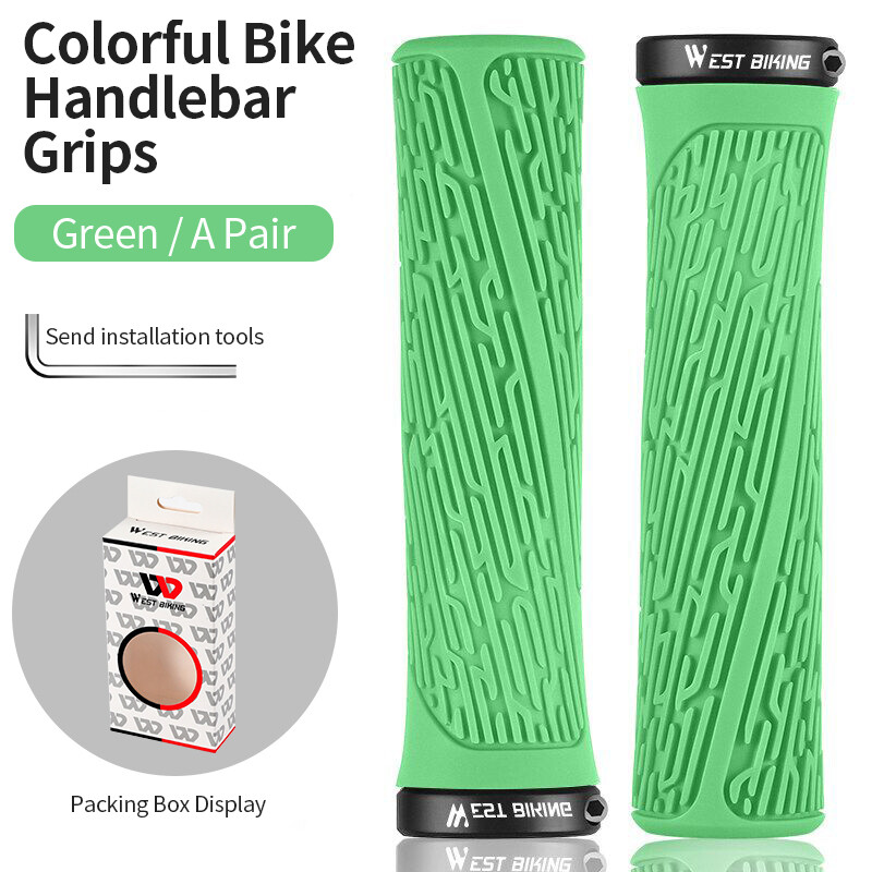 WEST BIKING Bicycle Grips MTB Bike Handlebar Cover Shockproof Anti-Slip Racing Road Bike Grips Bicycle Accessories Ergonomic TPE+TPU Cycling Handlebar Grips
