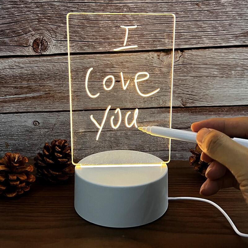 Transparent Message Board Light with Pen USB Luminous Lamp DIY Note Daily Memo Board Desktop Decor Led Night Lighting Gift for Children Girlfriend