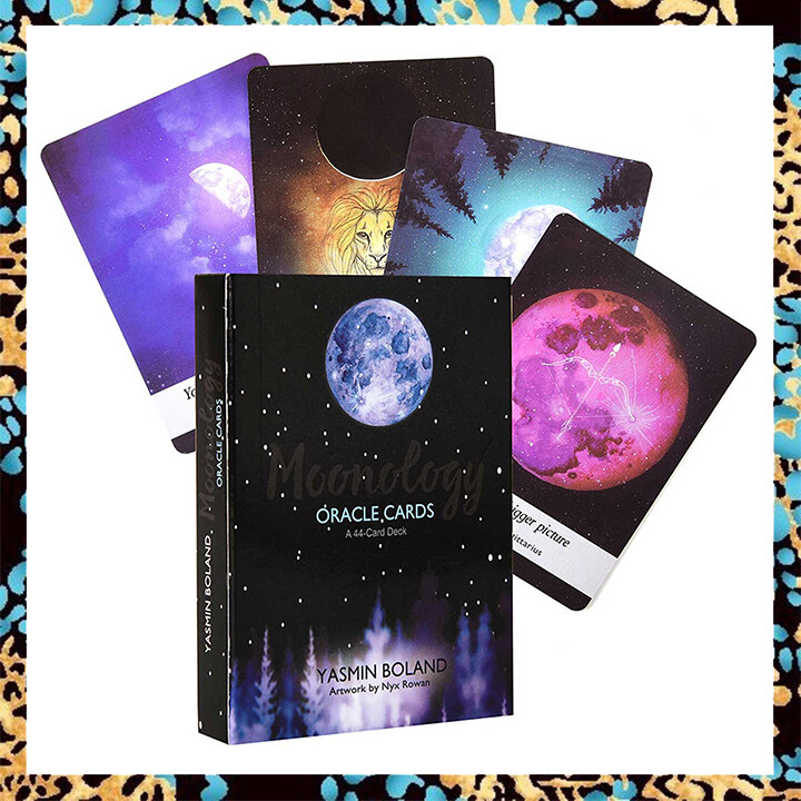 Moonology Oracle Card Deck with Paper Guide Book | Standard Big Size 12x8.3cm | 44 Sheets Tarot Cards and Guidebook English Version Divination | 12x7cm Tarot Card