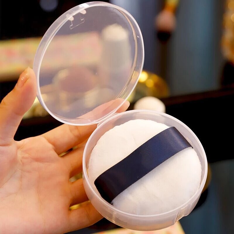 Dorisna Dust Puff Storage Box Transparent Round Plastic Box With Lid Plastic Empty Box