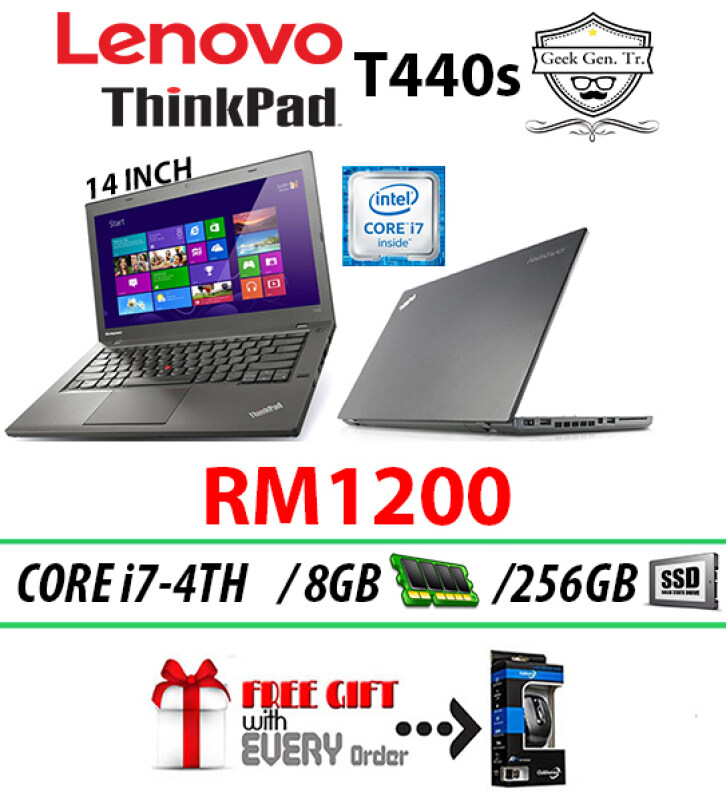 Lenovo ThinkPad T440s Intel Core i7-4TH GEN 8GB RAM 256GB SSD 14 INCH Malaysia
