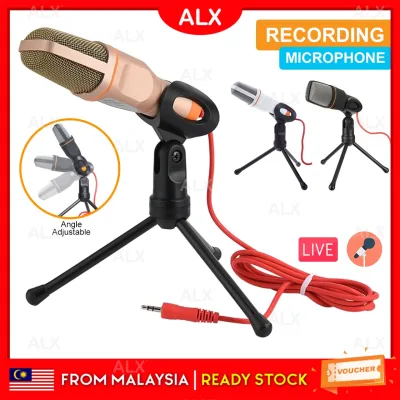 ALX Malaysia LIVE Professional Condenser Sound Podcast Studio Recording Microphone Mic Karaoke with Tripod Stand for PC Laptop Computer Apple Mac Skype