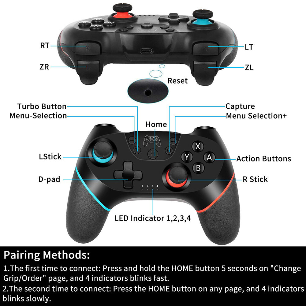 Bộ Điều Khiển Pro Cho Nintendo Switch/Switch Lite/Switch OLED Tay Cầm Rung Bluetooth Joycon Pro Kết Nối PC Máy Tính Xách Tay Trò Chơi Phát Trực Tuyến Điện Thoại NS Switch Pro Tay Cầm Điều Khiển Từ Xa Không Dây Với Điều Khiển Turbo/Chuyển Động